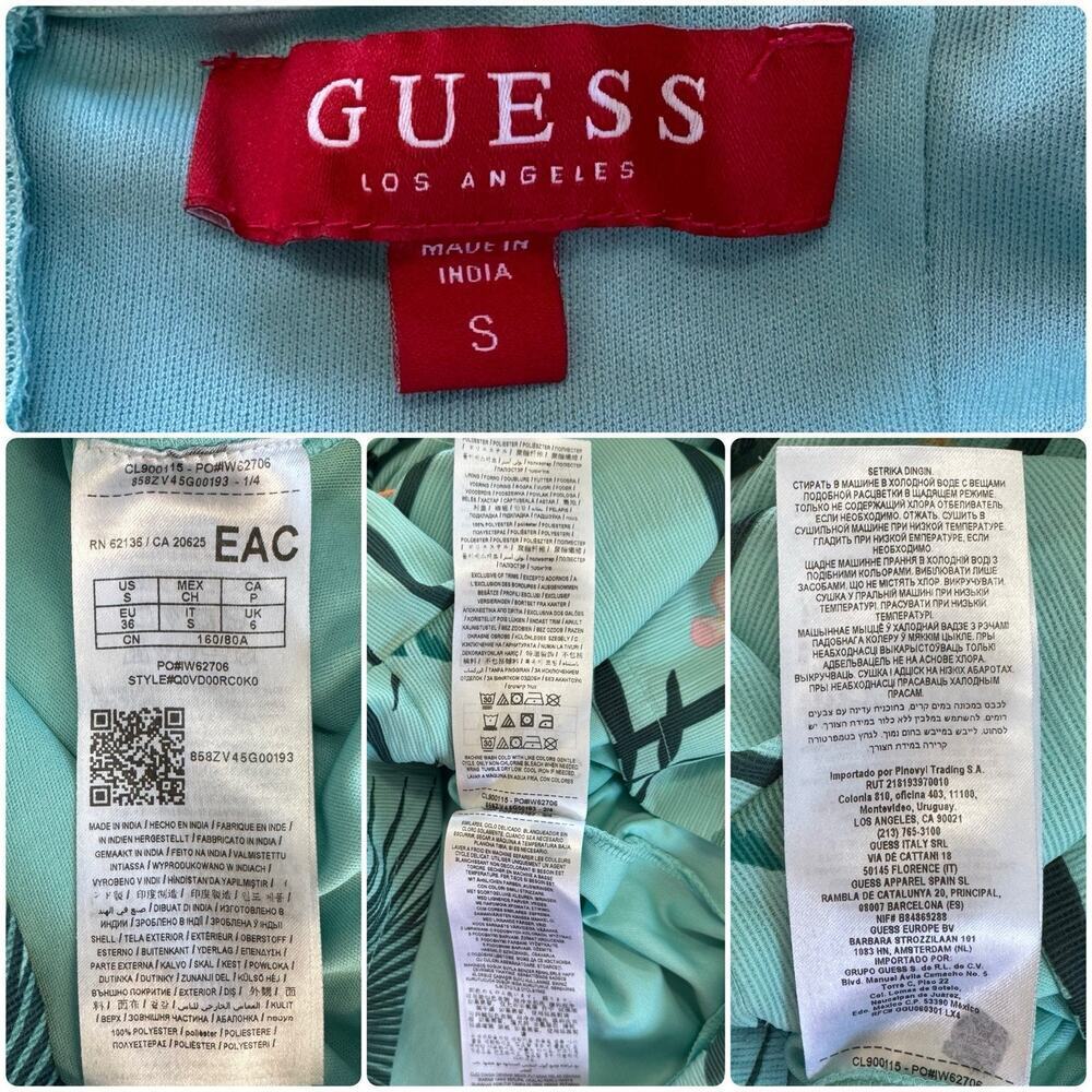GUESS Tropical Strapless Mini Romper Jumpsuit Summer Resort Vacation Size Small - Picture 8 of 8